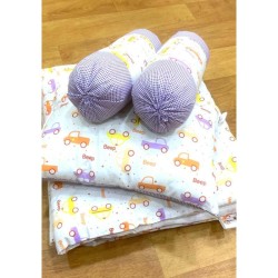 Colourfull Car Partten Baby Comforter Set 4 Piece In Purple Colour