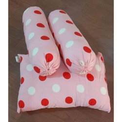Soft Pillow Bolster Set - Red Spot Pattern