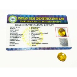 Yellow Sapphire (Pukhraj) & Certified- 6.25 Carat Origin Tested