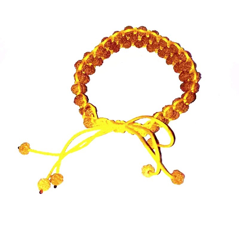 3 Layer Rudraksha Bracelet (Unisex) in Yellow Colour