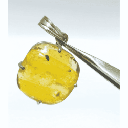 Natural Amber stone 6.25 carat In Silver Locket - Certified