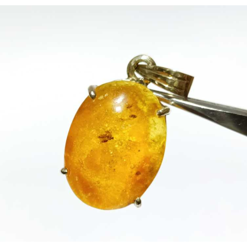 Natural Amber stone 15 carat In Silver Locket - Certified
