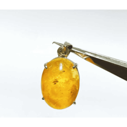 Natural Amber stone 15 carat In Silver Locket - Certified