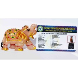 Rose Quartz Elephant Figure & Certified 111 Gram