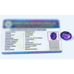 Natural Amethyst (Jamunia ) Stone & Certified- 11.25 Carat