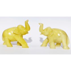 Yellow Aventurine Elephant Figure (2 Pieces) & Certified 194 Gram