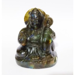 Natural Labradorite Hanuman ji Idol & Certified 195 Gram