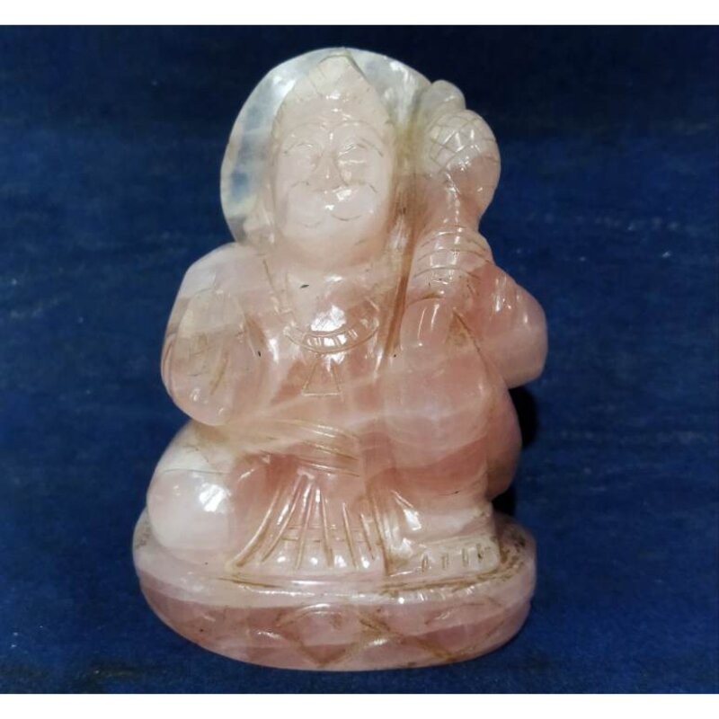 Genuine Rose Quartz ji Hanuman Idol & Certified 281 Gram