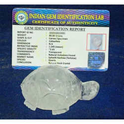 Certified Indian Sphatik Kachua, Genuine & Natural Crystal- 80 gram