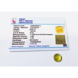 Yellow Sapphire (Pukhraj) & Certified - 6.80 Carat