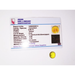 Yellow Sapphire (Pukhraj) & Certified - 6.80 Carat