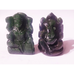 Lab- Certified Green Aventurine Ganesh Laxmi Idol  Weight- 339 Gram