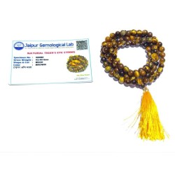 Certified Tiger Eye Stone Mala - For Rahu & Original 6mm 108 Beads