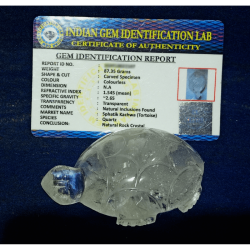 Indian Sphatik Kachua (Tortoise) & Lab Certified -87 Gram