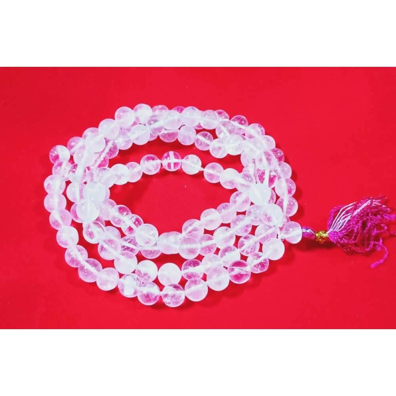 Indian Sphatik Mala Affordable - Certified (7 - 8m)m- Most Effective