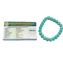 Lab Certified Original Firoza Bracelet (Turquoise) & Abhimantrit Elastic Bracelet