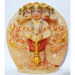 Natural Rose Quartz Panchmukhi Hanuman ji Idol  Certified 835 Gram