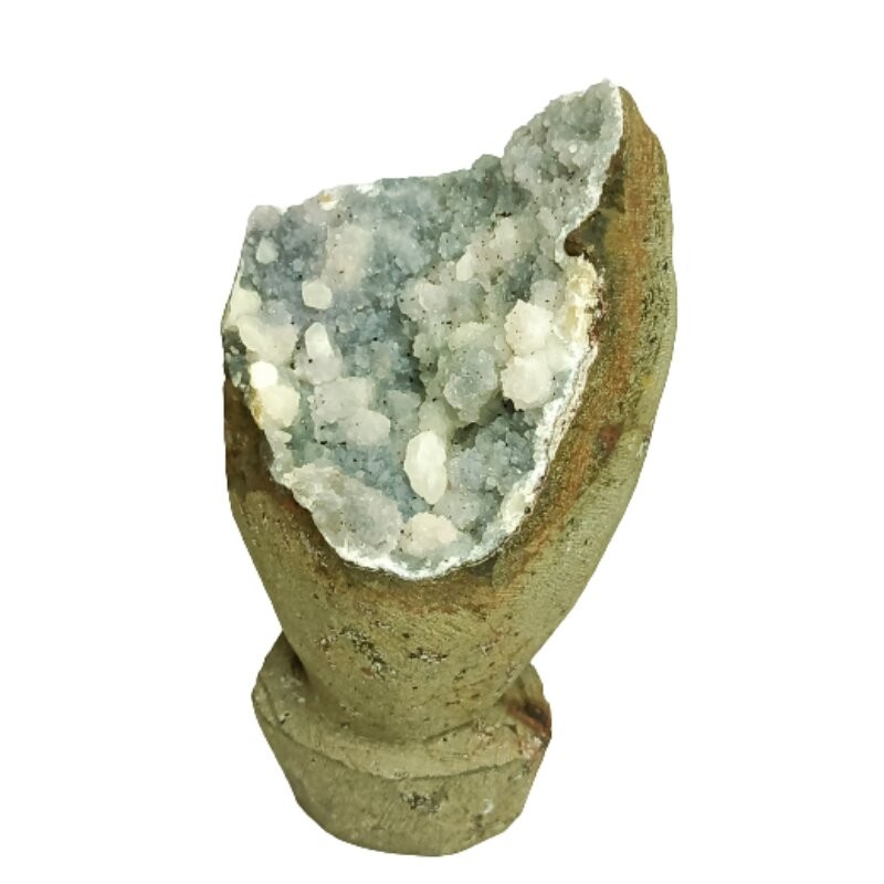 Abhimantrit Natural Black Apophyllite Geode Stand Raw Stone