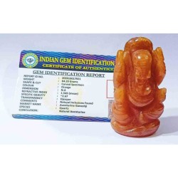 Orange Aventurine (Sindoori) Ganesh Ji Idol 64 Gram Certified