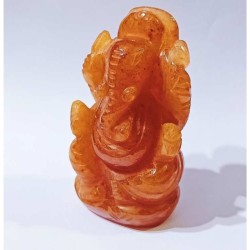 Orange Aventurine (Sindoori) Ganesh Ji Idol 64 Gram Certified