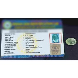 Aquamarine Stone ( Healing Power)  6.25 Carat Certified